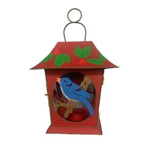 Bird House Lantern w/candle holder inside